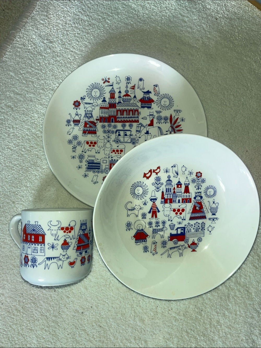 1960’s Vintage Arabia of Finland, Child Plate Set, Excellent Condition - Picture 9 of 9